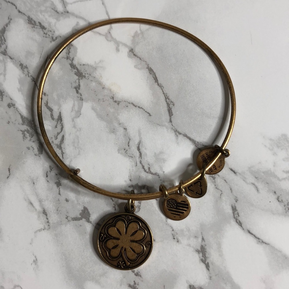 Alex and Ani Gold Four Leaf Clover Bangle
